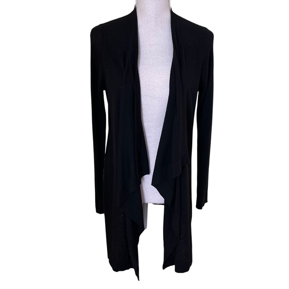 Vince Black Lightweight Wool Blend Open Front Waterfall Cardigan S